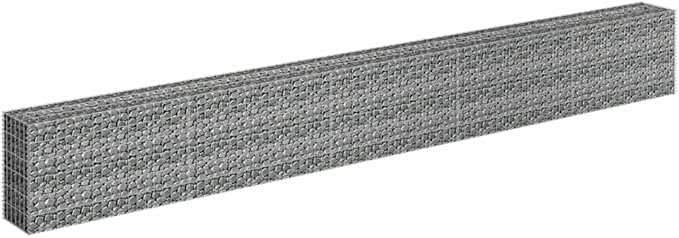 Silver Galvanized Steel Large Gabion Raised Bed Planter 177.2 x 177.2 x 23.6 in Modern Industrial Outdoor Garden Box for Flowers Vegetables Patio Yard
