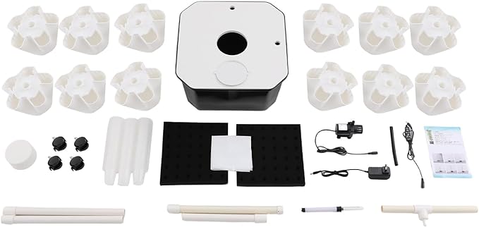 12-Tier Hydroponic Growing Tower 60-Plant Indoor Gardening System w/Automatic Water Circulation Vertical Aeroponic Tower Garden for Herbs Vegetables Fruits (White 60-Plants)