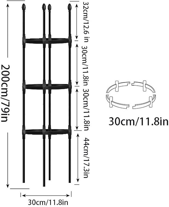 RADAAB Garden TrellisStainless Steel Trellis for Climbing Plants110cm140cm170cmTall Plant Support ClimbingPerfect for Tomatoes Vines and More 1-Pack (Size : 11.8/30cm Dia. x79/200cm H)