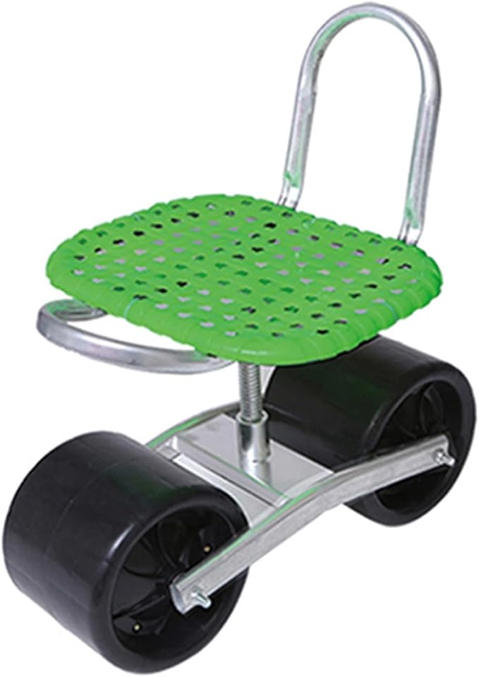 360 Degree Swivel Height-Adjustable Chair Heavy Duty Gardening StoolRolling Garden Cart with 2 Wheelsfor Lawn Yard(Green)