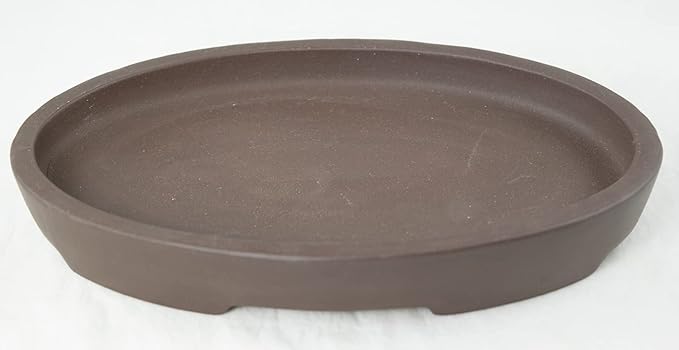 Oval Zisha Suiban Tray for Bonsai Tree House Indoor Plants Bonseki and Suiseki Rock - 9X 6X 1.25 (Oval Suiban J 9)