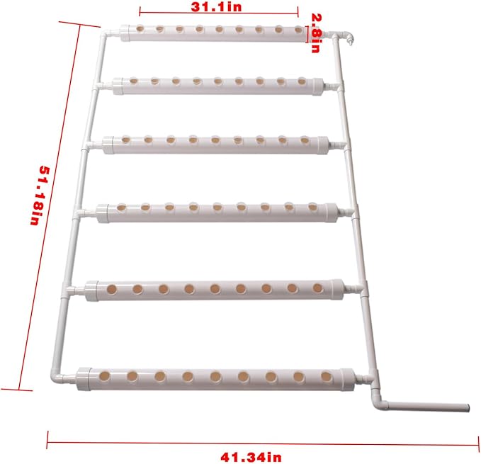 White Hydroponic Tower for Leafy Vegetables 1 Layers 54 Plant Sites Wall-Mounted Hydroponic Grow Kit w/Water Pump Pump Timer