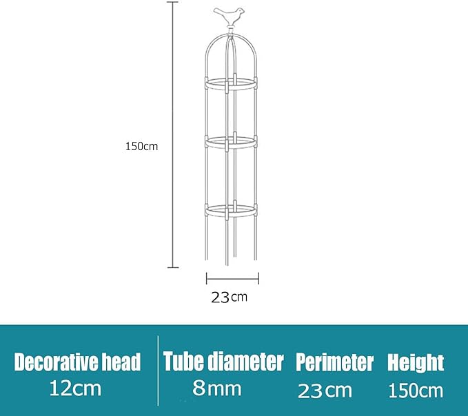 2 Pack Garden Trellis for Climbing Plants Trellis for Potted Plants Tomato Cage Pots Rustproof Metal Plant Flower Trellises Clematis Vine Jasmine Support Outdoor Indoor(Black23 * 150cm/9*11)
