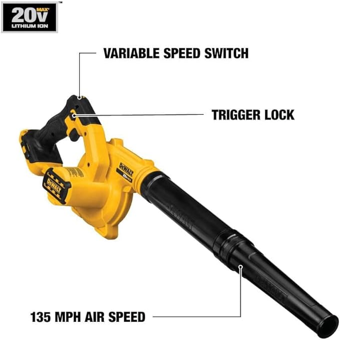 DEWALT 20V MAX Blower 100 CFM Airflow Variable Speed Switch Includes Trigger Lock Bare Tool Only (DCE100B)
