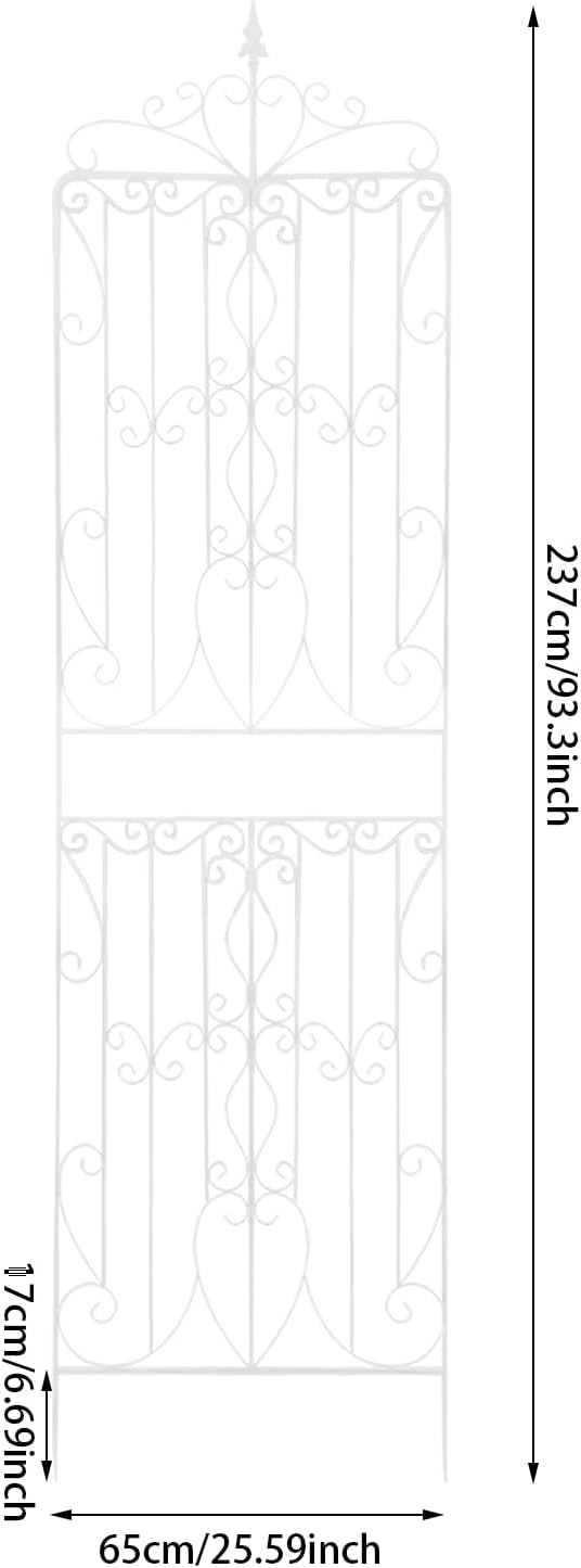2 Pack Metal Garden Trellis Panel 93 H x 26 W Outdoor Decorative Flower Arched Fence Trellis for Climbing Plants Patio Wall Panel Climbing Rose Support for Yard Lawn (White)