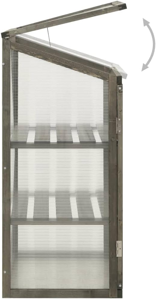 Wooden Garden GreenhouseWood Raised Plants Bed Raised Flower Planter Box Garden Wood Cold Frame Greenhouse Flower Planter Gray 23.6x17.7x39.4 Firwood-681