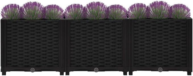 Raised BedOutdoor Planting BoxesIndustrial Rustic PlanterRaised Beds for GardeningPlantersfor Backyard Patio Balcony Garden47.2x15.7x15 Polypropylene