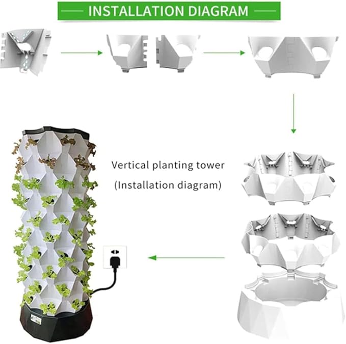 48/64/80Pots Hydroponics Tower Growing Indoor Plant Water Cycle Garden Growing Vertical Hydroponic Pineapple Aeroponic Tower Hydroponic Growing Kits10Floors