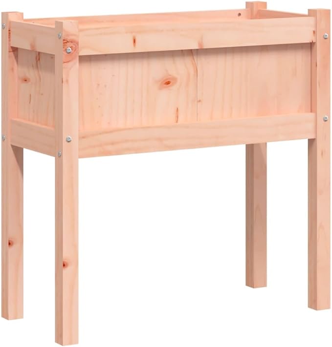 Natural Douglas Wood Garden Planter 27.6x12.2x27.6 Inch Rustic Outdoor Raised Bed for Flowers Herbs Vegetables Durable Untreated Finish