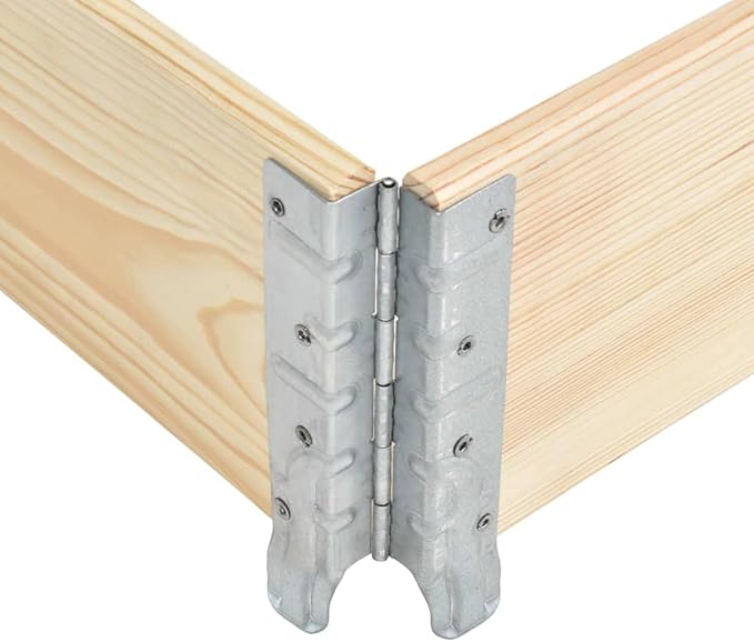 Pallet Collar 31.5x47.2 Solid Pine Wood Stackable Foldable Design Hinged Galvanized Metal Corners 0.79 Thick Board for Storage Transport Raised Garden Bed