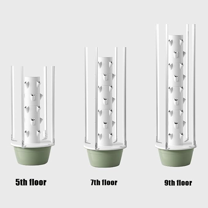Indoor Hydroponic Gardens Tower with Led Grow Lights Hydroponic Tower with Hydrating Pump Adapter Net Pots Tower Garden Hydroponics Growing for Herbs and Vegetables(Nine Floors)