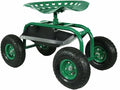 4-Wheel Garden Cart with 360° Swivel Seat - Heavy Duty Rolling Work Seat with Tool Tray &amp Storage Basket 10 Rubber Tires &amp 330lb Capacity for Outdoor Gardening