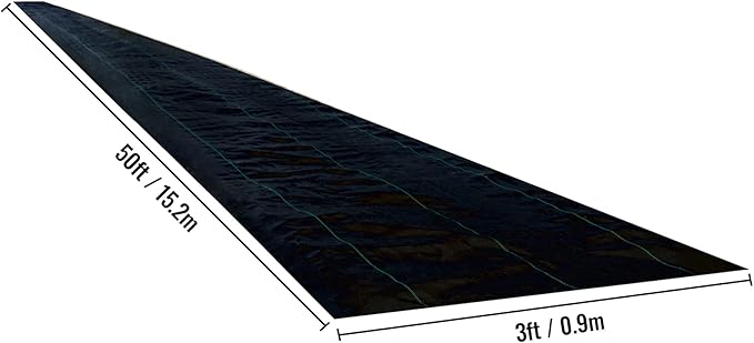 Happybuy 3FTx50FT 5OZ Garden Weed Barrier Landscape Fabric Heavy Duty Weed Control Fabric for Garden Weed Blocker Fabric Geotextile Fabric Under Gravel Driveway Fabric Weed Mat Cloth Ground Cover