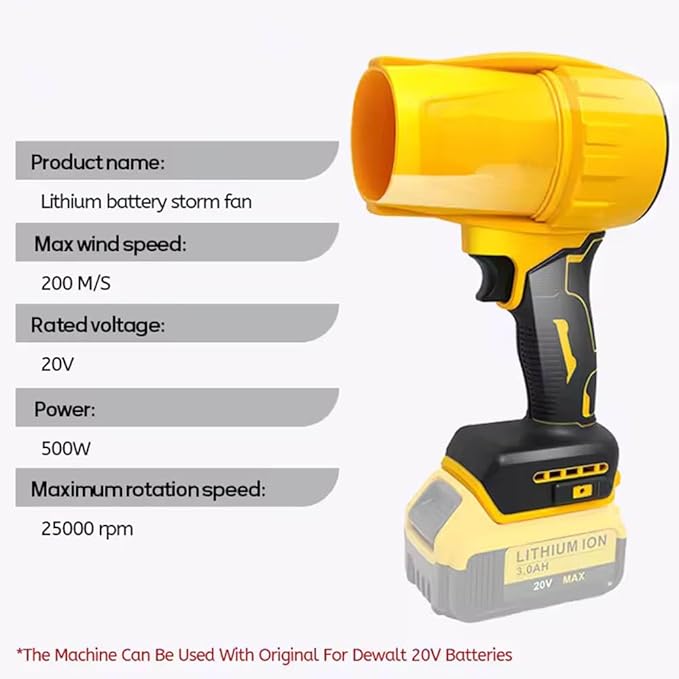 Brushless Leaf Blower for DEWALT 20V Battery Cordless High-Speed Handheld Air Blower Jet Fan Design for Patio Cleaning Lawn Care Blowing Leaves/Dust (No Battery &amp Charger Included)