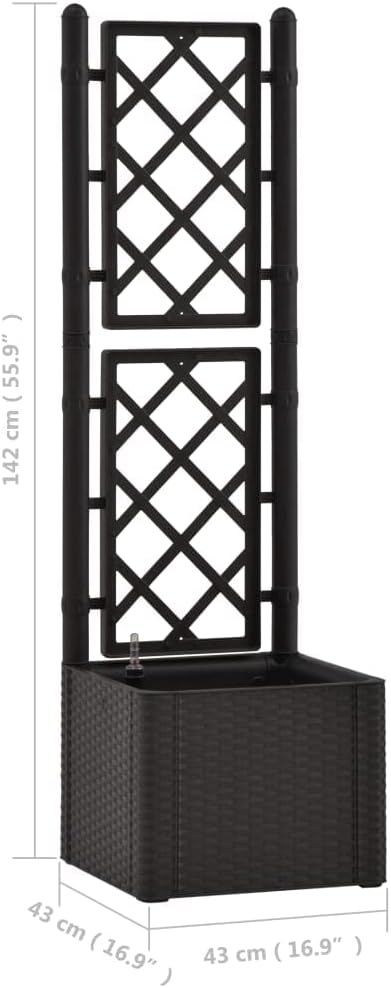 Garden Raised Bed with Trellis and Self Watering System AnthraciteRaised Garden BedRaised Planter Stand with Shelves for Growing HerbsVegetables and Flowers in Limited Garden Space