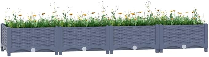 Raised Garden Bed 63x15.7x9.1 Polypropylene Blue Gray Elevated Garden Bed Planter for Flowers Vegetables &amp Herbs Outdoor Gardening