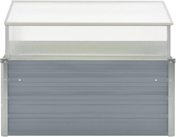 Garden Raised Bed with Greenhouse Outdoor Planting Boxes Suitable for Indoor and Outdoor Flowers and Plants 39.4x39.4x33.5 Gray