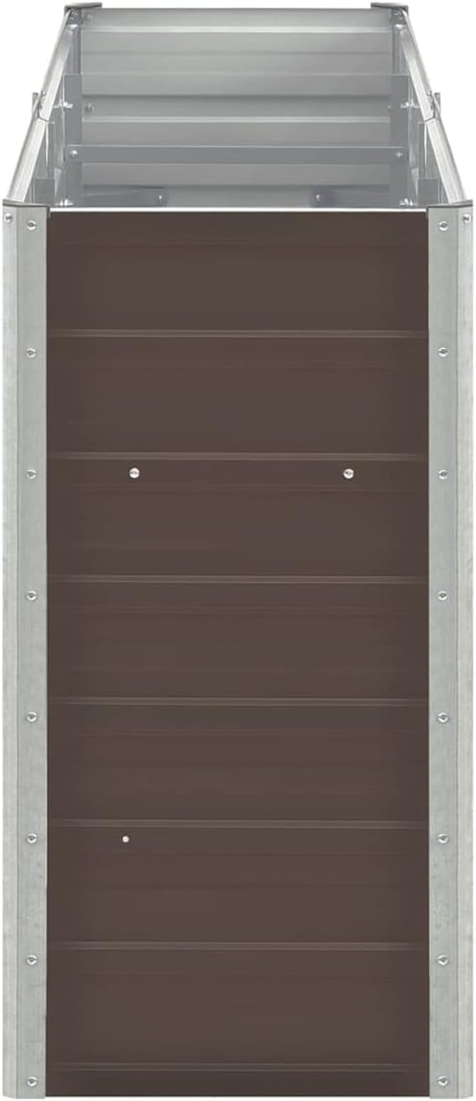 Large Galvanized Steel Garden Planter Durable Raised Bed 94.5x15.7x30.3 Inch Brown Metal for Outdoor Gardening
