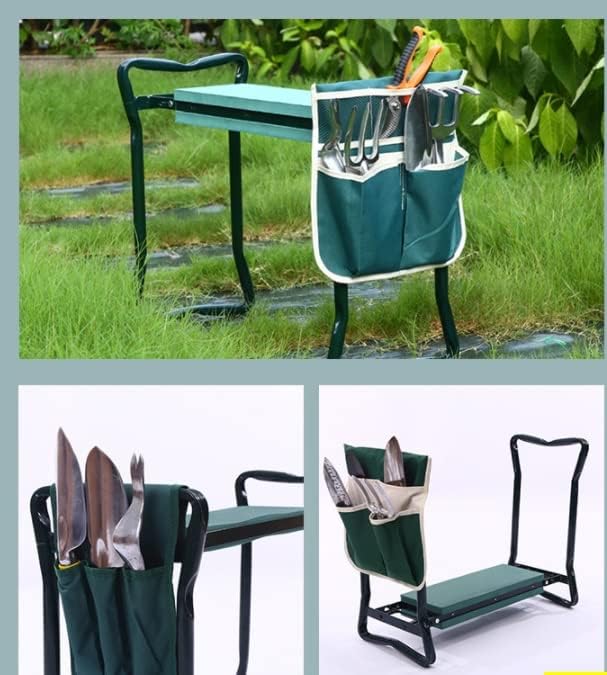 KANDUO Garden Kneeler Seat with Thicken Kneeling Pad and Tool Pouch Foldable Stool Portable Garden Kneeler Seat for Gardening Lovers