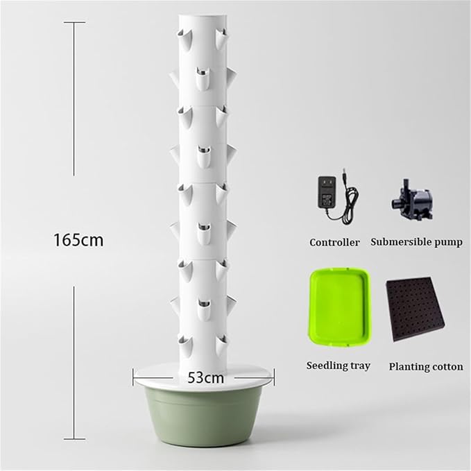 Hydroponics Tower Indoor Growing System Vertical Hydroponic Vegetable Growing Machine with Pump And Movable Water Tank Garden Planter Indoor Smart Garden Kitfor Both Indoor And Outdoor36 holes