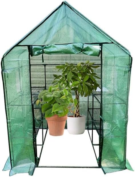 Garden Winds Custom Fit Replacement Cover Compatible with The Ohuhu Y21-80401-13 4.8' x 4.8' Portable Walk in Instant Pop Up Greenhouse Zipper Entry Door Mesh Side Windows - PE Fabric - Green