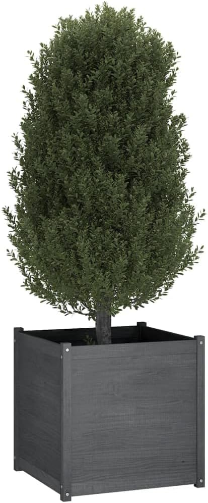 Wooden Garden Planter Box Durable Outdoor Herb Garden Planter Flower Box Plant Pot Outdoor Patio Planters and Flower Boxes Gray 27.6x27.6x27.6 Solid Wood Pine