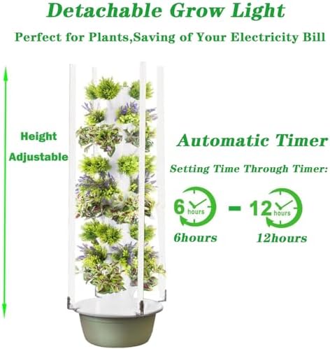 Hydroponic Growing System Hydroponic Tower Hydroponic Germination Kit Indoor Vertical Tower System Kit for Green Vegetables and Fruits for Herbs Fruits and VegetablesN