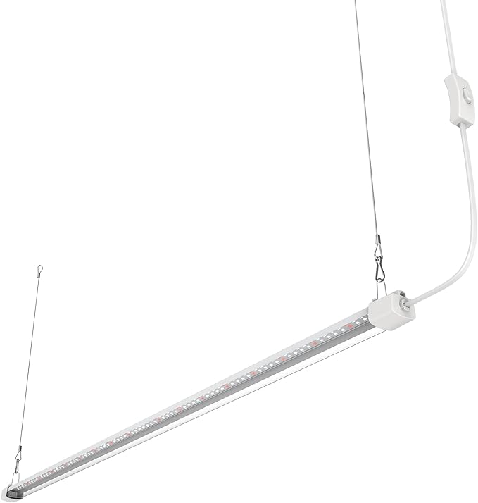 LED Grow Light 4FT Full Spectrum Compact Linkable Lighting Fixture for Indoor Greenhouse Year Round Plant Seedlings Essential Grow Slim Hanging Suspended Strip