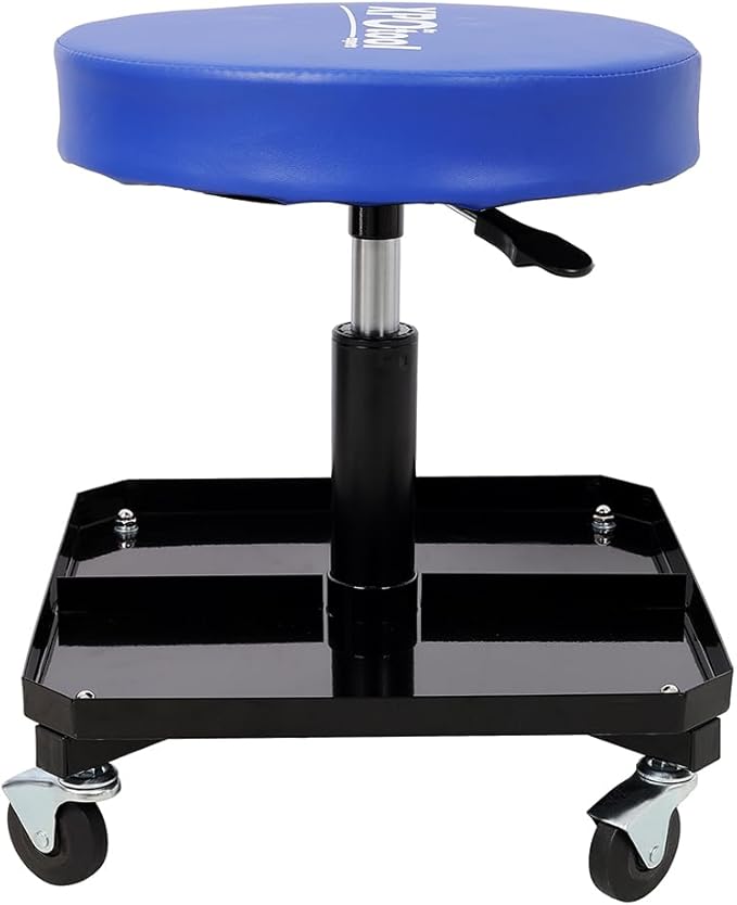 250 LBS Rolling Pneumatic Creeper Garage Adjustable Mechanic Stool with Tool Tray Storage