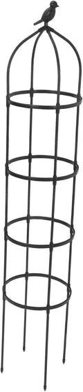 POPETPOP Garden Obelisk Trellis Metal Climbing Plant Support for Roses and Cucumbers Easy to Install Charming Bird Design for Indoor and Outdoor Use