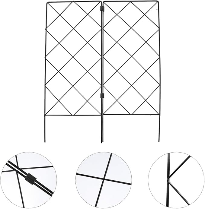 VOSAREA 2pcs Climbing Plant Trellis Garden Support Frame for Indoor Outdoor Vines Vegetables Foldable Metal Plant Climbing Rack 20x53cm for Flower Stems