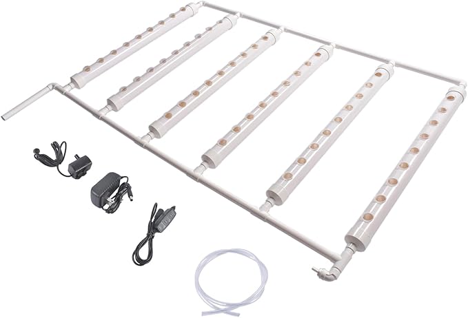 White Hydroponic Tower for Leafy Vegetables 1 Layers 54 Plant Sites Wall-Mounted Hydroponic Grow Kit w/Water Pump Pump Timer