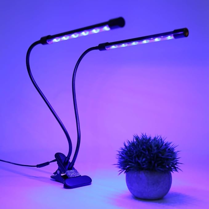 USB LED Grow Light with Clip 18W Red and Blue Plant Growing Lamp for Indoor Hydroponics - Adjustable 360 Degree Flexible Arm Energy Efficient Aluminum Housing Timing Function