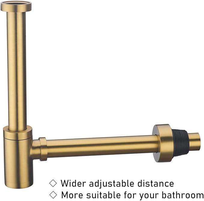 RANDOM Brass Round Bottle P-Trap 1 1/4Raise and Lengthen Adjustable Basin Sink Waste Drain Trap KitChampagne Bronze.RD-83888CB-L