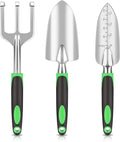 8 Piece Gardening Tools Set Garden Tool kit with Foldable Storage Bag Heavy Duty Garden Tool Set for Tilling Loosening Soil Weeding(3pcs-Green)
