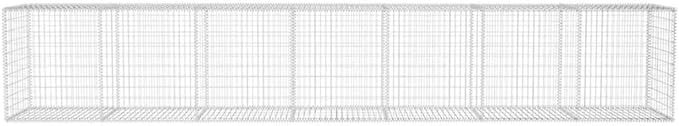 Gabion Wall with Cover Galvanized Steel 236.2x19.7x39.4 Gabion Raised Bed Gabion Cages Basket Steel Woven Gabion Net for Backyard Garden