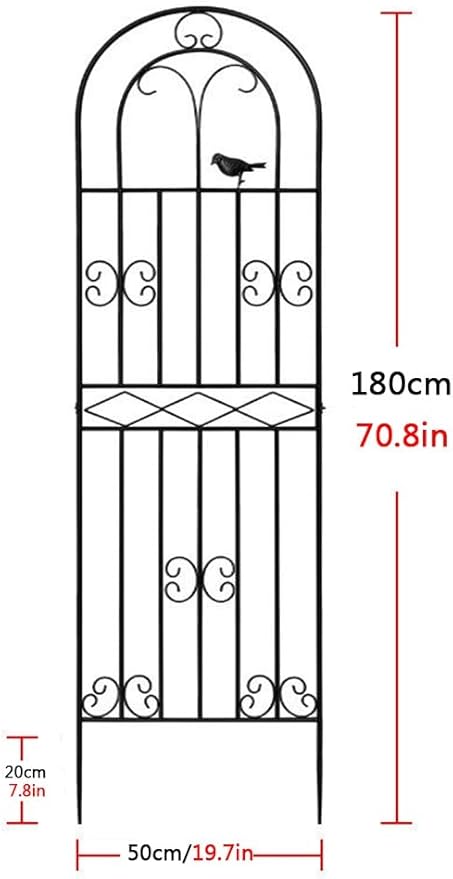 Garden Trellis 70.8/78.7/86.6 Inch High Decoration Arched Fence Trellis for Climbing Plants for Patio Lawn Yard Backyard Wall Brackets(Color:BlackSize:180cm/70.8in)
