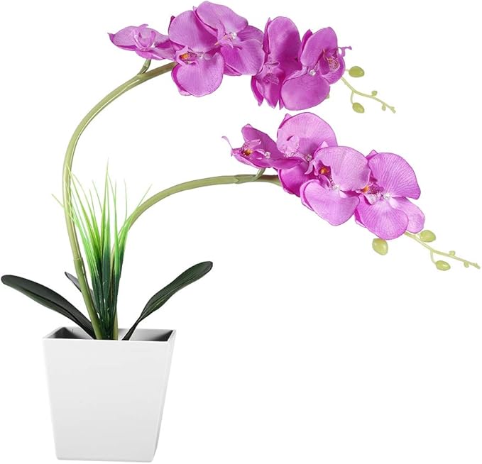 9LED Artificial Flower Pot Lamp Simulation Phalaenopsis Bonsai Light Foldable LED Decorative Flower Lamp with Bright White LEDs for Indoor Outdoor Home Decoration