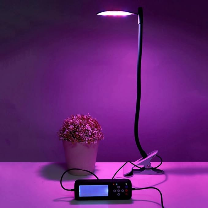 21LEDs Grow Light with Flexible Gooseneck Clip for Indoor Plants Energy-Efficient LED Plant Lamp with Timer Brightness &amp Humidity Control LCD Display for Greenhouse Gardening
