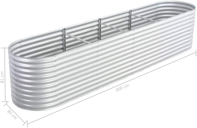 Garden Raised BedOutdoor Galvanized Planter Overhead Garden Box for VegetablesPlantsFlowersHerbsFruits Large Metal Raised Garden Beds 157.4x31.4x31.8 Galvanized Steel Silver