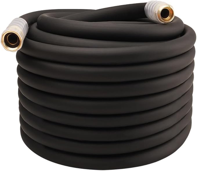 Heavy Duty Premium Garden Hose 100ft x 3/4 300PSI Working 1000PSI Burst Hybrid Rubber Water Hose with Transparent Swivel Handle - Hot/Cold Water - Five Layered Braiding with Brass fittings (Black)