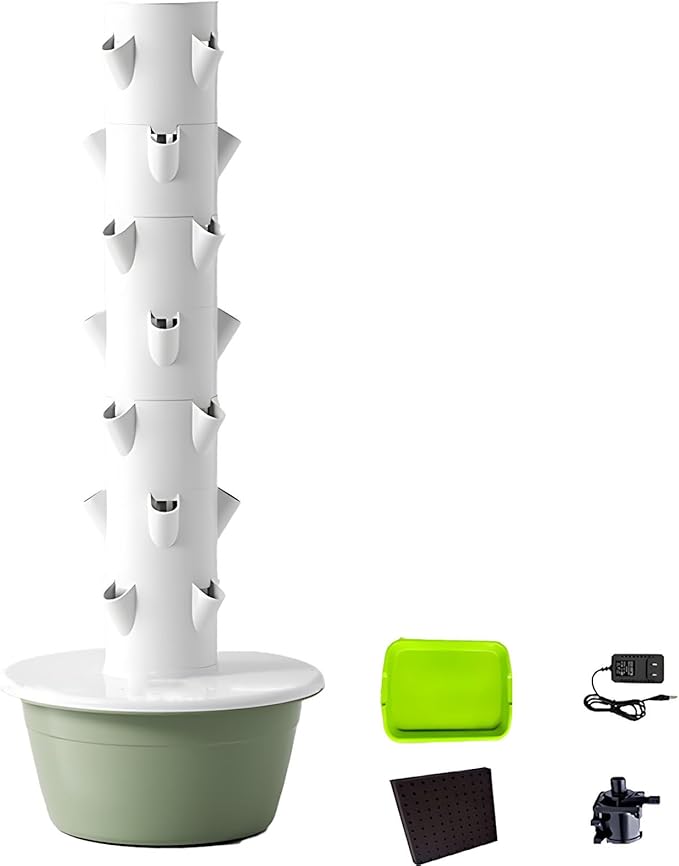 Hydroponics Tower Indoor Growing SystemHydroponic Vertical GardenVegetable Plant Gift for Gardening Lover Indoor Herbs Fruits and Vegetables 5/7/9 Layers. Green-7layers