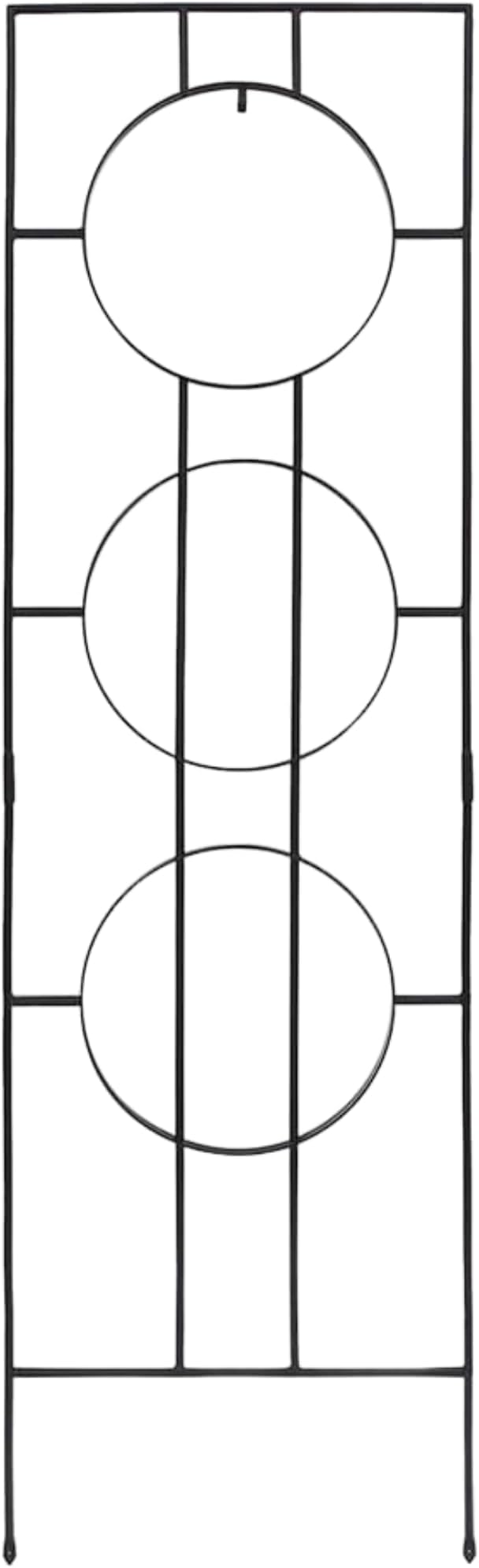 Samsara Wrought Iron Garden Trellis Asian-Inspired Free-Standing Vertical Plant Support with Hanging Hook 79.5 H Black Powdercoated