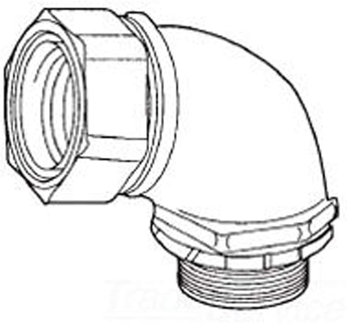 LT25090 Zinc Electroplated Malleable Iron Non-Insulated Liquidtight 90 Degree Connector 2-1/2 Inch Liquidator
