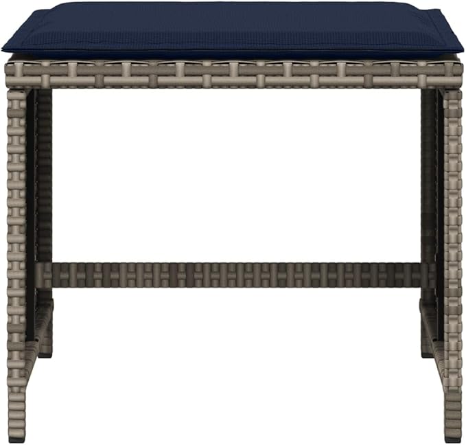 vidaXL Garden Stool Grey PE Rattan Powder-Coated Steel 157x157x138 in