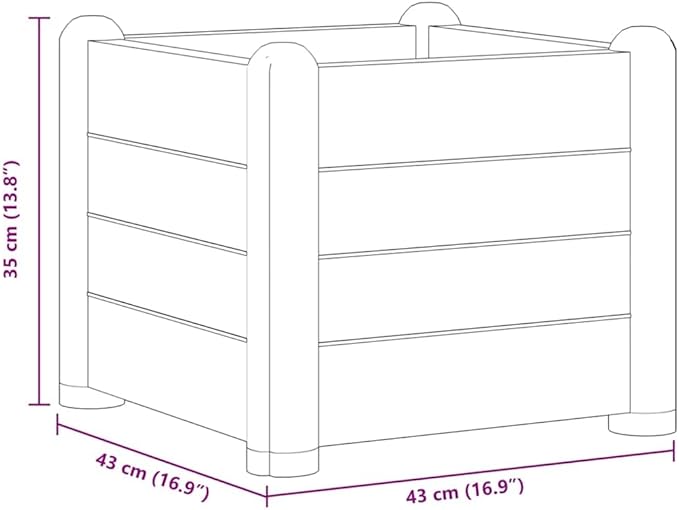Square 16.9 in Mocha Raised Garden Bed for Herbs Veggies and Flowers Matte Polypropylene Planter Box Weatherproof for Patio Balcony Indoor Outdoor Use