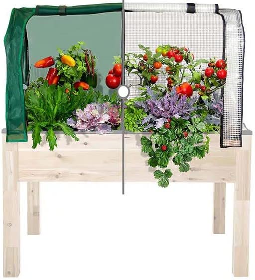 CedarCraft Greenhouse &amp Bug Cover Combo 32''W x 43''L x 24''H - Provides The Perfect microclimate for Your Plants. Includes 1 Frame &amp 2 Cover. Planter NOT Included Black Frame