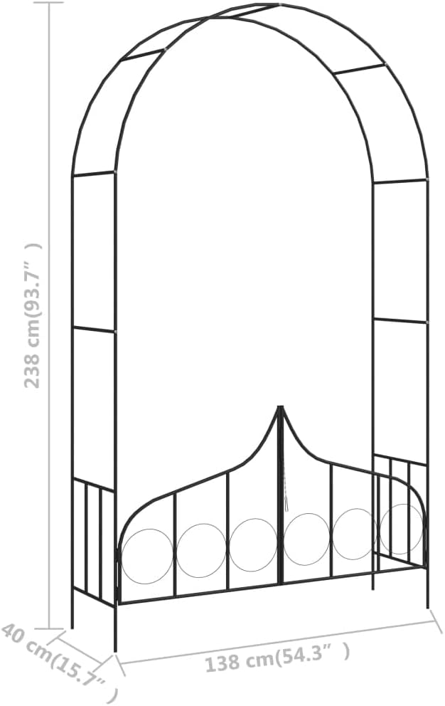 Garden Arch with Gate Arch TrellisGarden TrellisPlant TrellisIronWeather-Resistantfor Various Climbing Plant Wedding Garden Arch Bridal Party Decoration Wide ArborBlack54.3x15.7x93.7