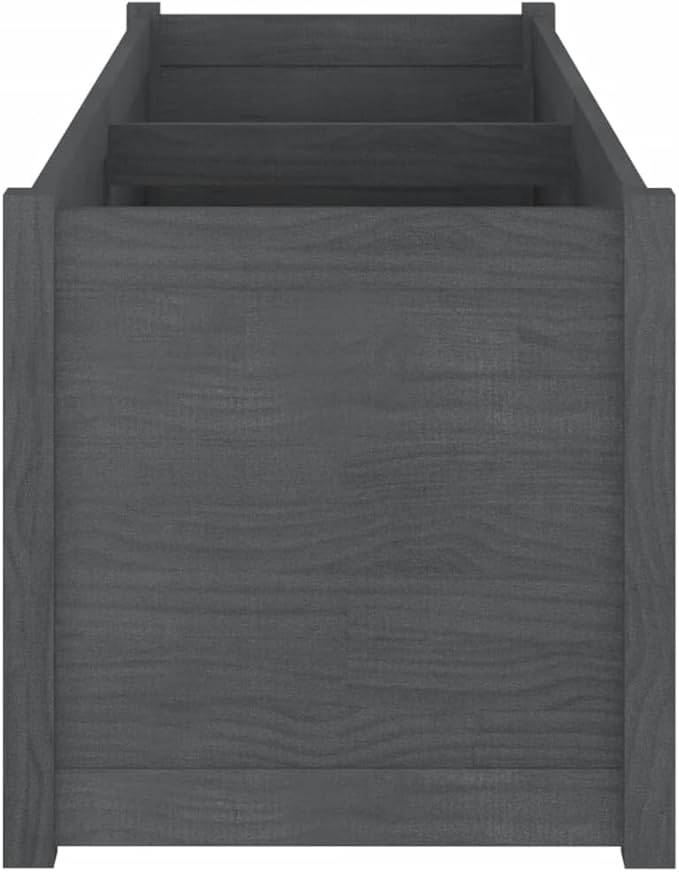 Grey Pinewood Garden Bed for Landscape Raised Walls on Patio - Welded Wire Mesh Basket Fencing 59.1 in x 19.7 in x 19.7 in