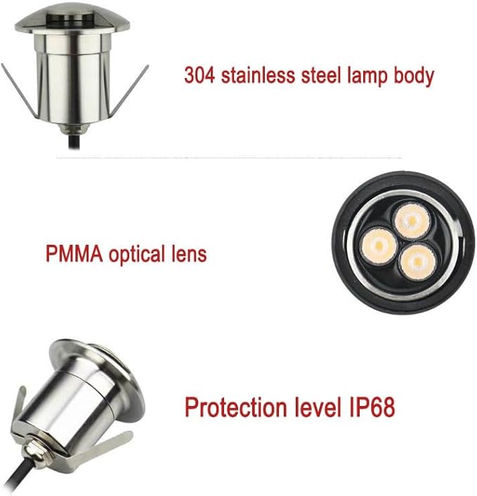 Outdoor Landscape Lamp - LED Buried Lights Recessed LED Spotlight One/Two/Four Side Decorate Lighting Wall Light IP67 Waterproof Garden Decoration Ground Light1w-yellow-42MM-B